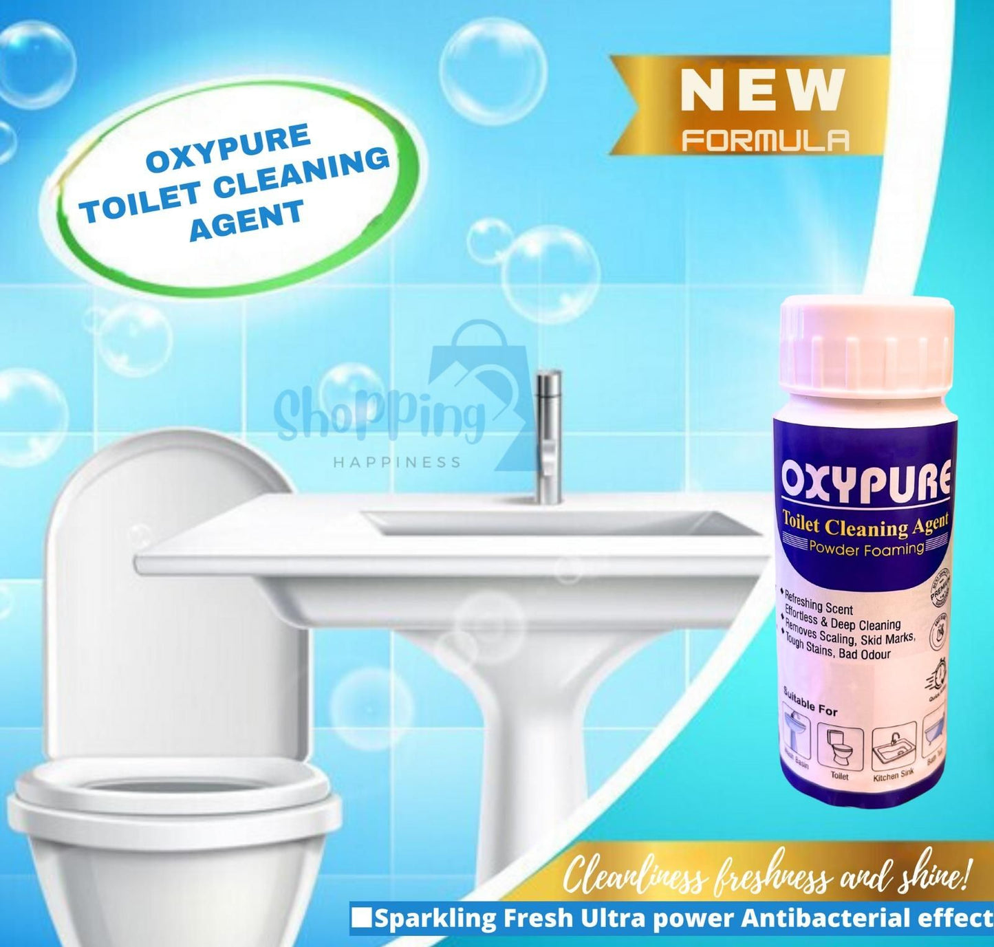 OxyPure Toilet Cleaning Agent 250 gm (Pack of 2) - Money Back Guarantee