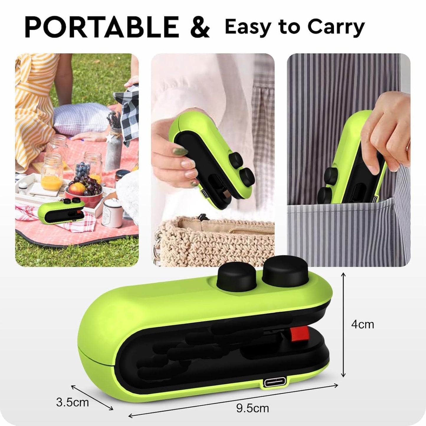 Compact USB Sealer & Cutter for Kitchen, Travel & Daily Use